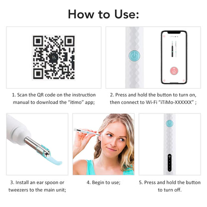 2-in-1 Visual Earwax Cleaner with 1080P HD Camera & Tweezers Kit