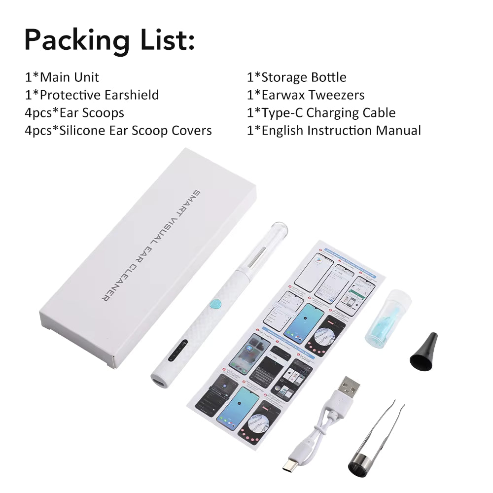 2-in-1 Visual Earwax Cleaner with 1080P HD Camera & Tweezers Kit