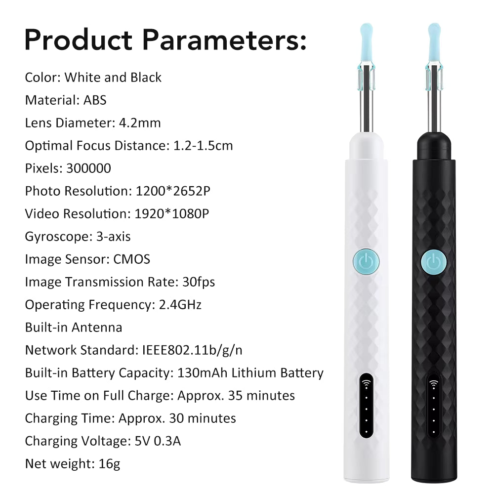 2-in-1 Visual Earwax Cleaner with 1080P HD Camera & Tweezers Kit