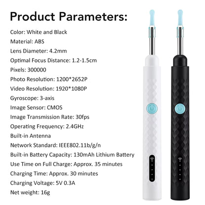 2-in-1 Visual Earwax Cleaner with 1080P HD Camera & Tweezers Kit